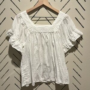 White ruffle sleeve top